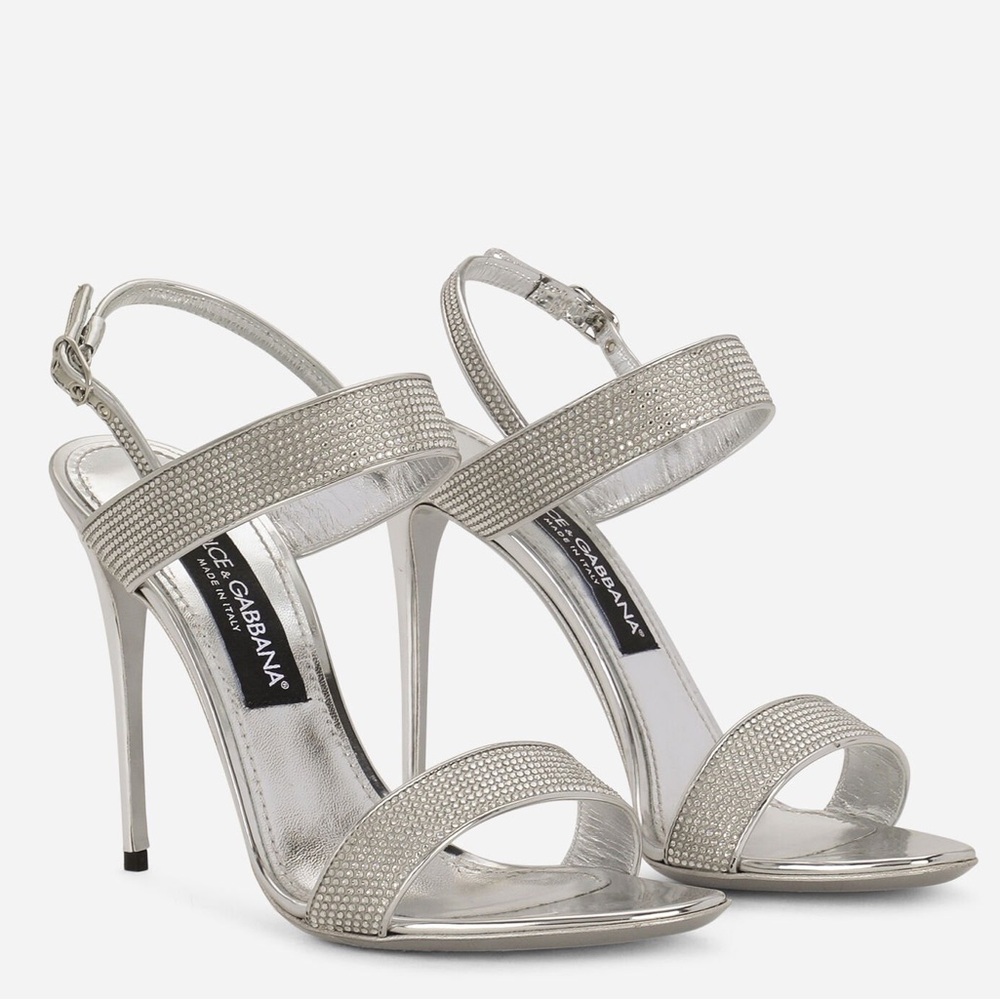 New DOLCE&GABBANA Crystal-embellished metallic leather sandals $1,525 37
